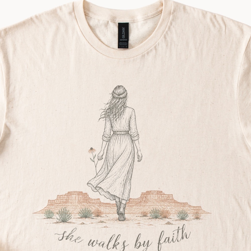 She Walks by Faith Desert Mesa Boho Tee